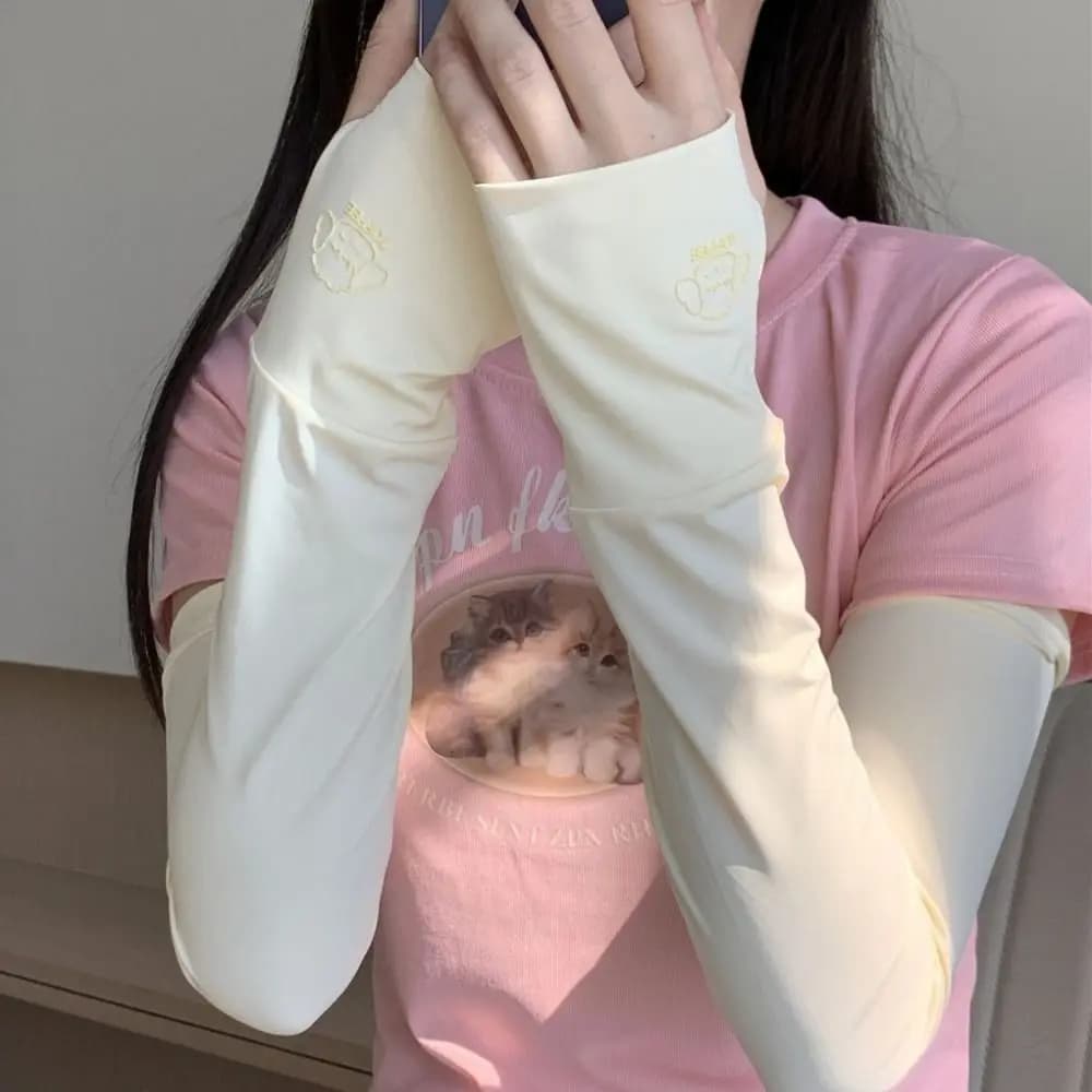 Elastic long sleeves in ice silk, thin, anti-UV, solar protection for arms, cycling gloves and guide