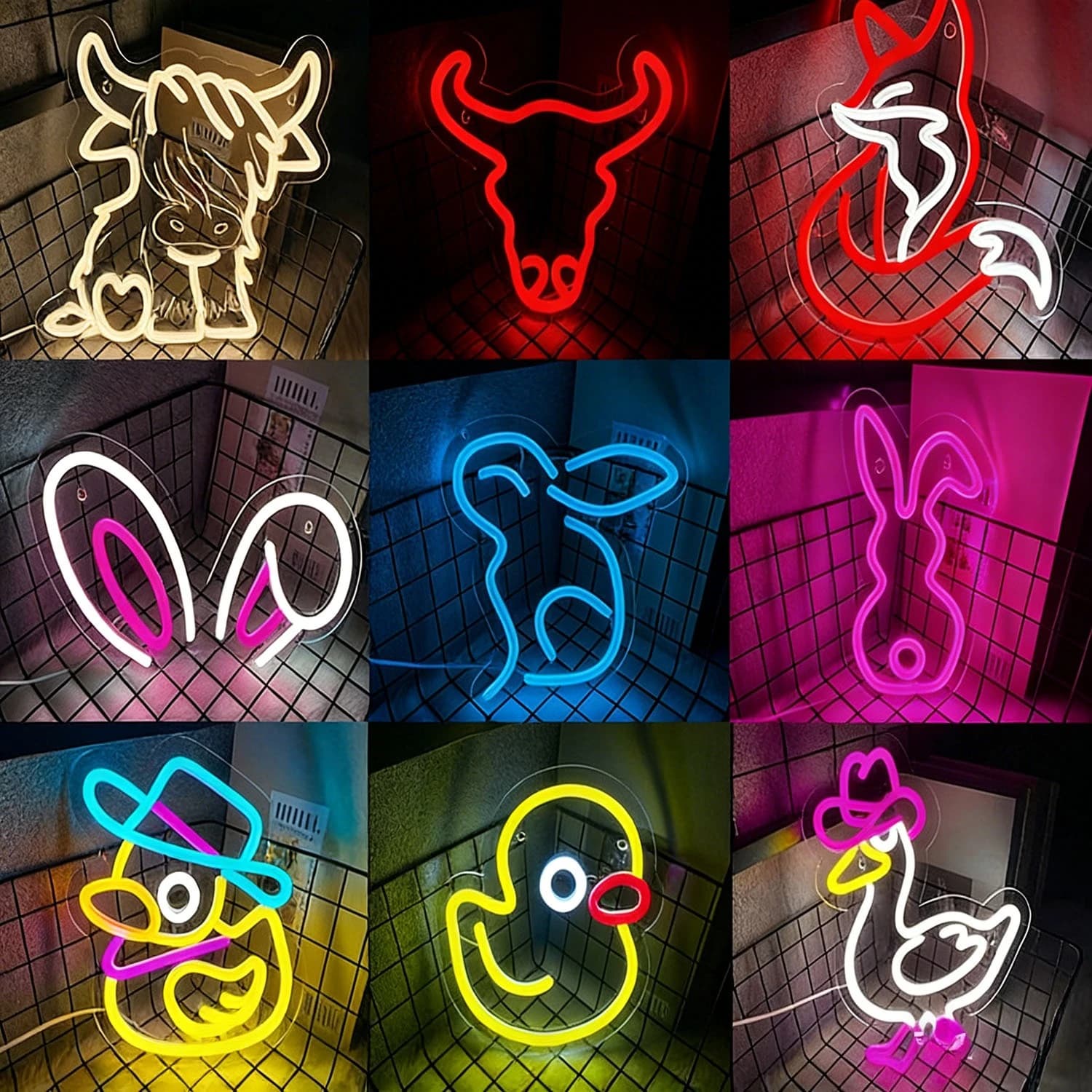 Lampada al Neon a Forma di Animale, Luce LED USB per Decorazione di Stanze da Gioco, Camere dei Bambini, Bar, Feste, Camere da Letto, Regalo, Luce Notturna