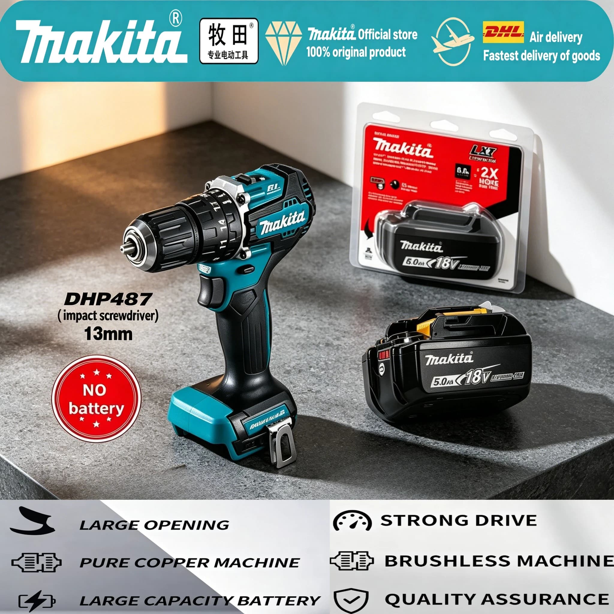 Factory Genuine Makita 18V Lithium Battery Pack & Tools, matched electric branch cutter and impact screwdriver & heat gun