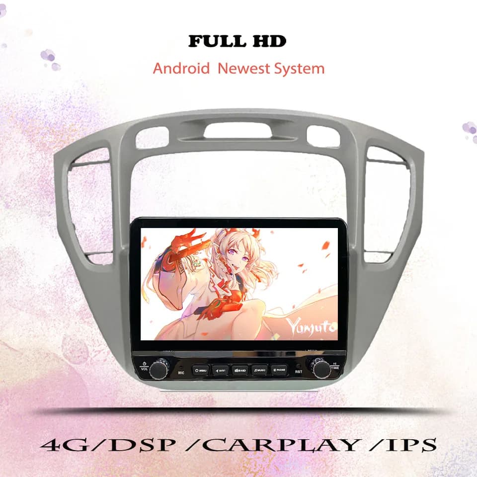 Autoradio per auto da 10'' con FM, video, stereo, cassetta DVD per Toyota Highlander 2001-2007, GPS, navigatore, sistemi intelligenti per auto, Carplay
