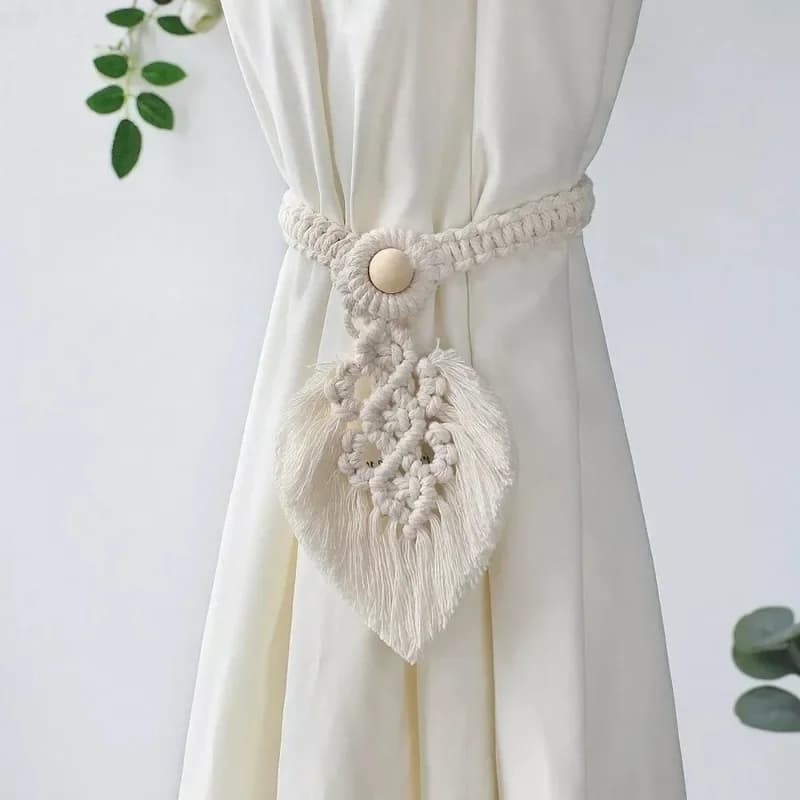 1pc Luxury Curtain Hooks Holdbacks Rope Tie Backs Leaf Shape Tassel Tiebacks Home Decor DIY Holdbacks Curtain Tie