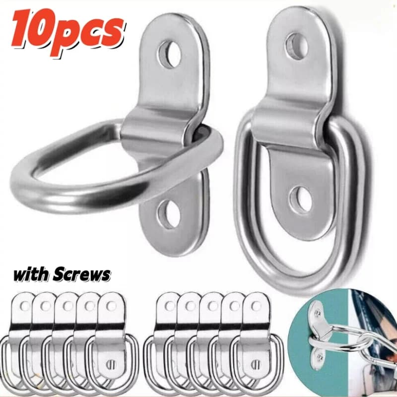 5/10pcs D Rings Tie Down Anchors,Heavy Duty Fixing Clips,Ring Pull Hook for Car Boat Cargo Trailer Vehicles RV Van Trailer Truck