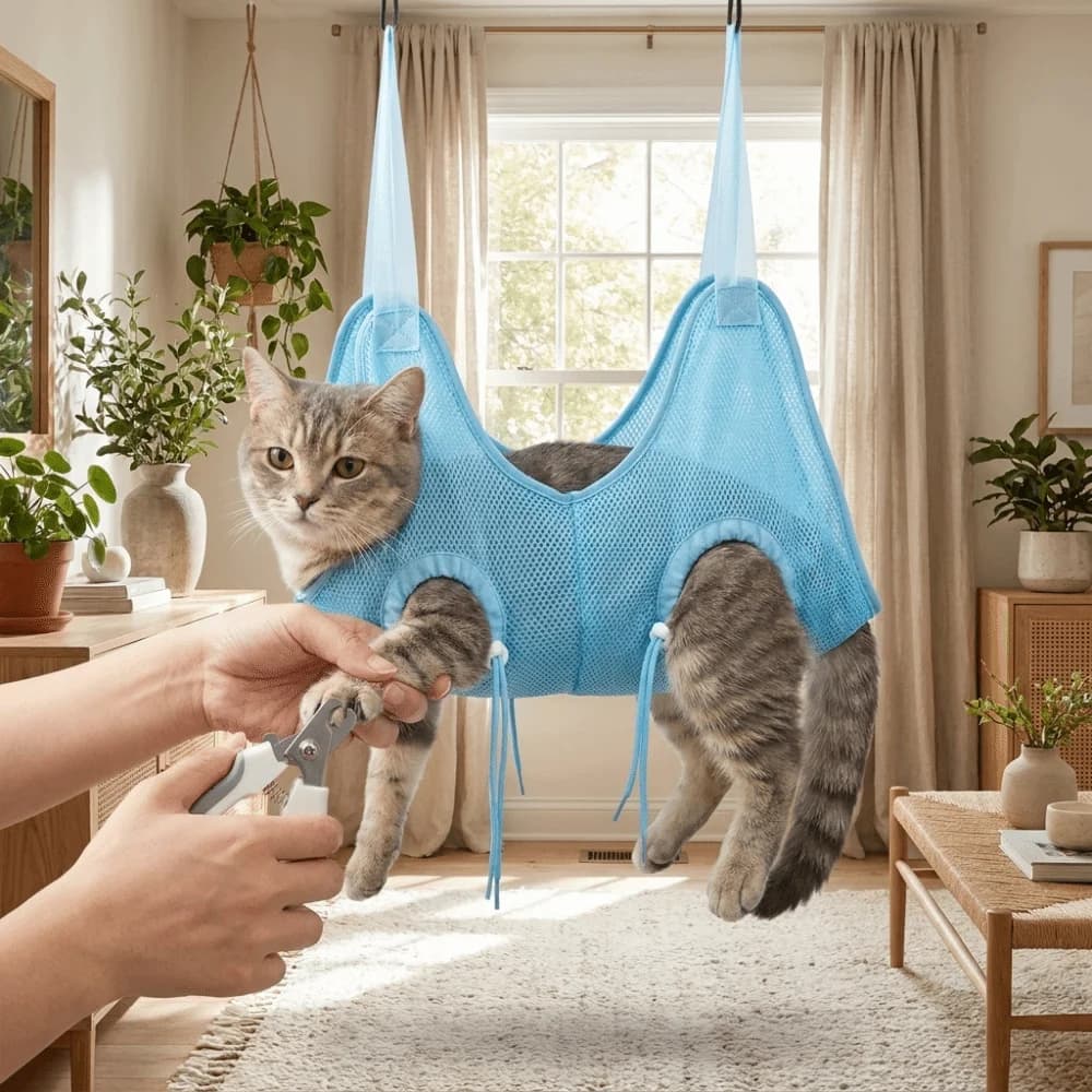 Pet Grooming Hammock Breathable Adjustable Anti-Scratch Bath Soft Fixing Harness Cat Trimming Restraint Bag for Cats Dogs Uses