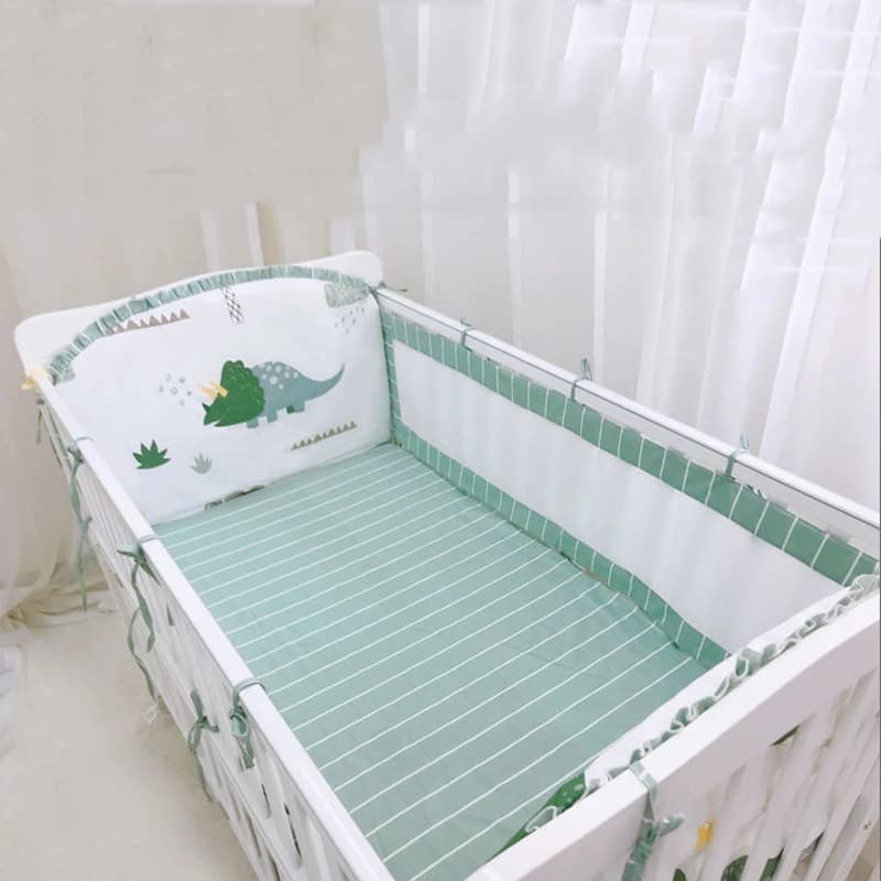 Set of summer bed linen, children's bed linen in pure cotton, anticollision, removable bed fence