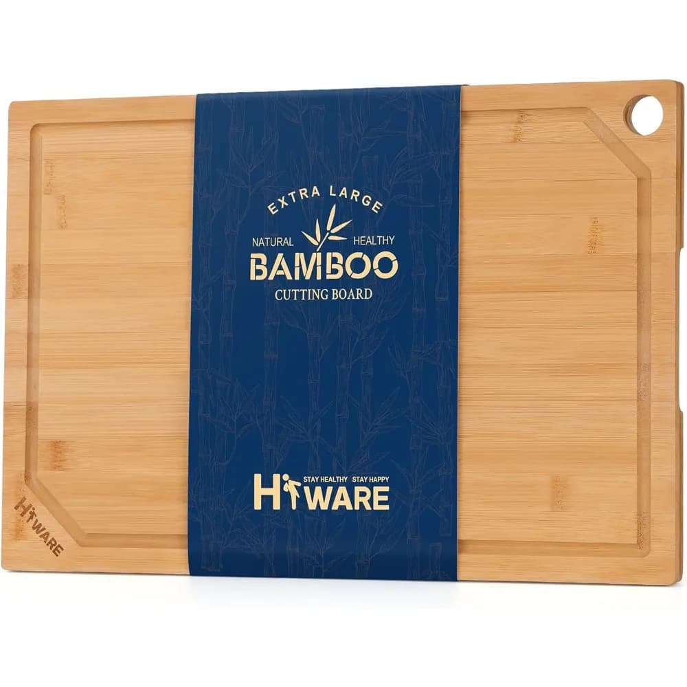Extra Large 18x12 Inch Bamboo Cutting Board for Kitchen Heavy Duty Wooden Chopping Board with Juice Groove 100% Organic Bamboo Pre-Oiled