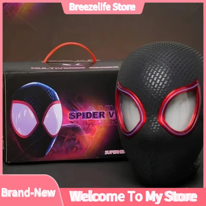 1:1 Miles Morales Mask with Mobile Eyes Electric Mascara Gwen Spider-Man Helmet Halloween Control Ring Cosplay Mask Gift Toys