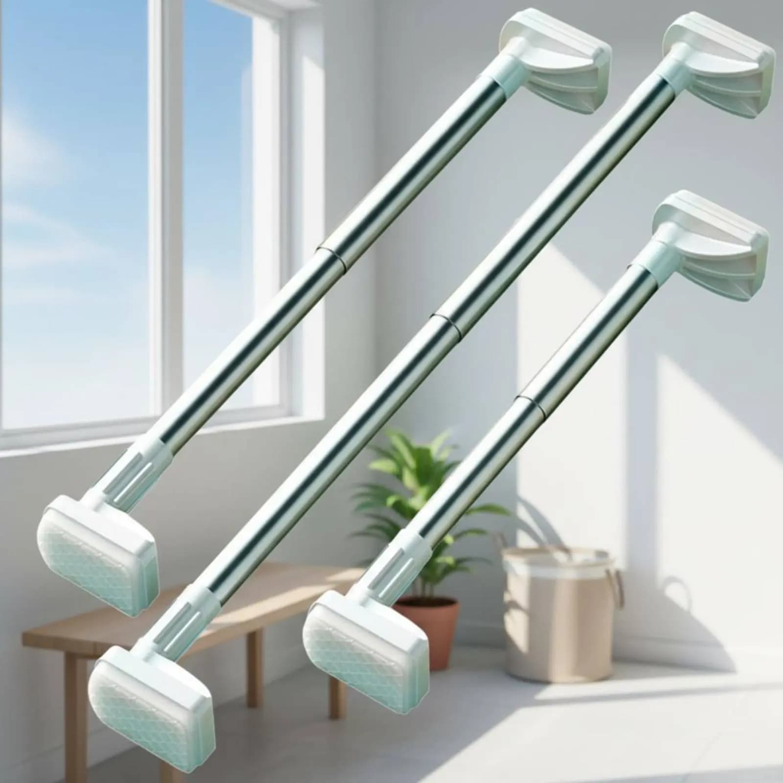 Easy-Mount Telescopic Rod Sturdy-Duty Easy-Mount Curtain Rod Stainless Steel Curtain Pole Versatile for Renters, Window
