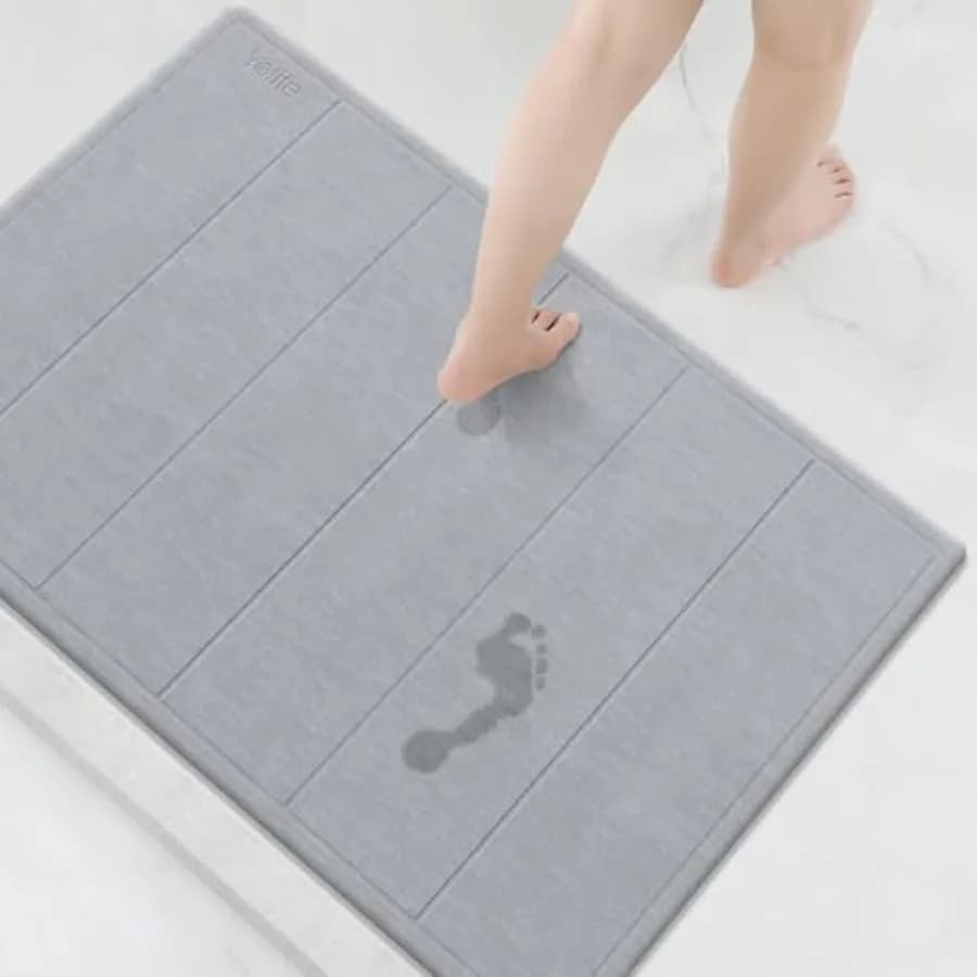 Tappetino da Bagno in Pietra 32"x 20", Grande Tappetino in Terra Diatomacea per Bagno, Super Assorbente, Asciugatura Rapida, Antiscivolo