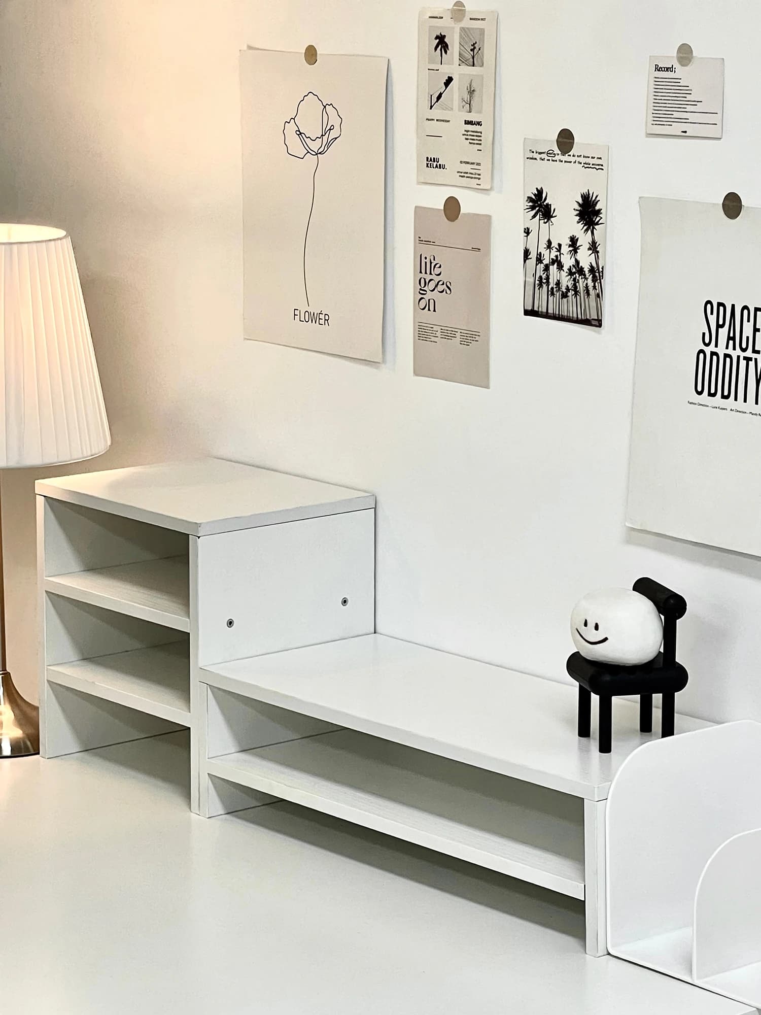 Desk Monitor Support with Container Box, Exhibitor and Organizer for Office and Sleeping, with Lift Function, INS Style