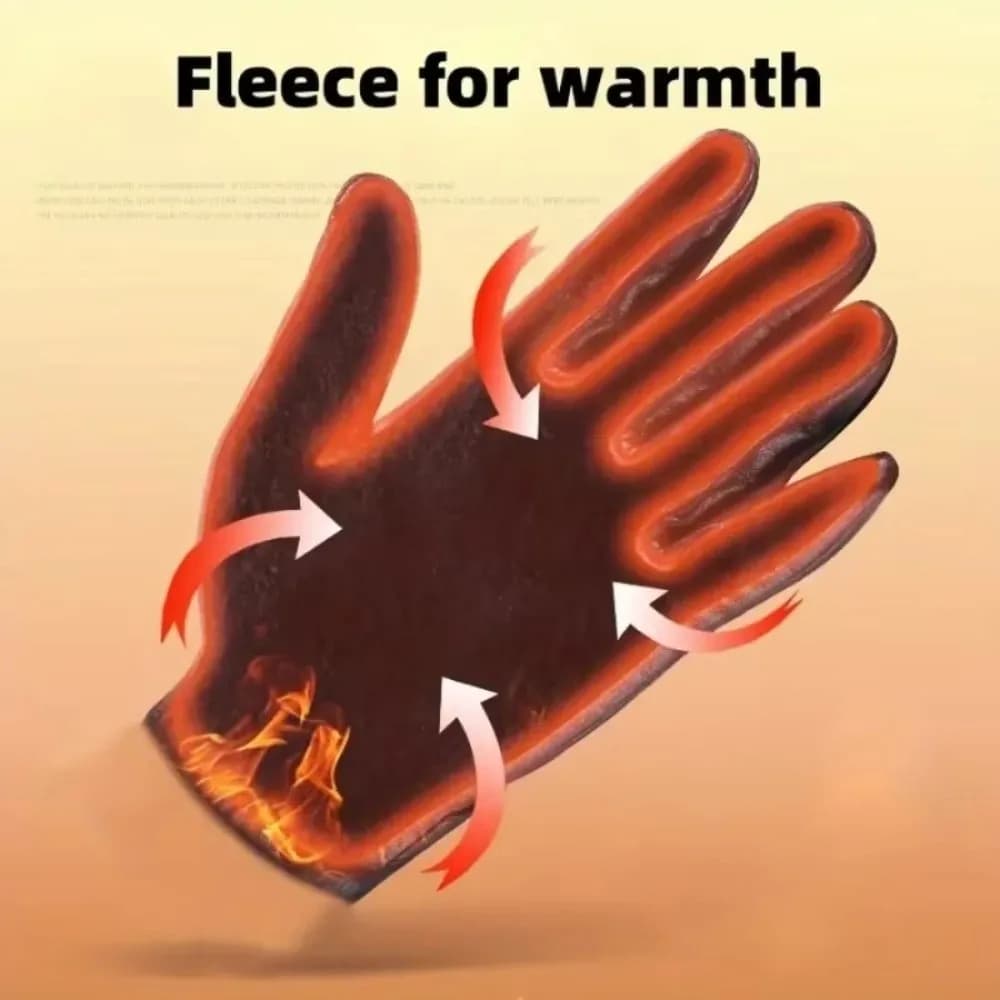 Fashion Black Leather Gloves Non-Slip Full Finge Driving Mittens Waterproof Windproof Touch Screen Gloves Men