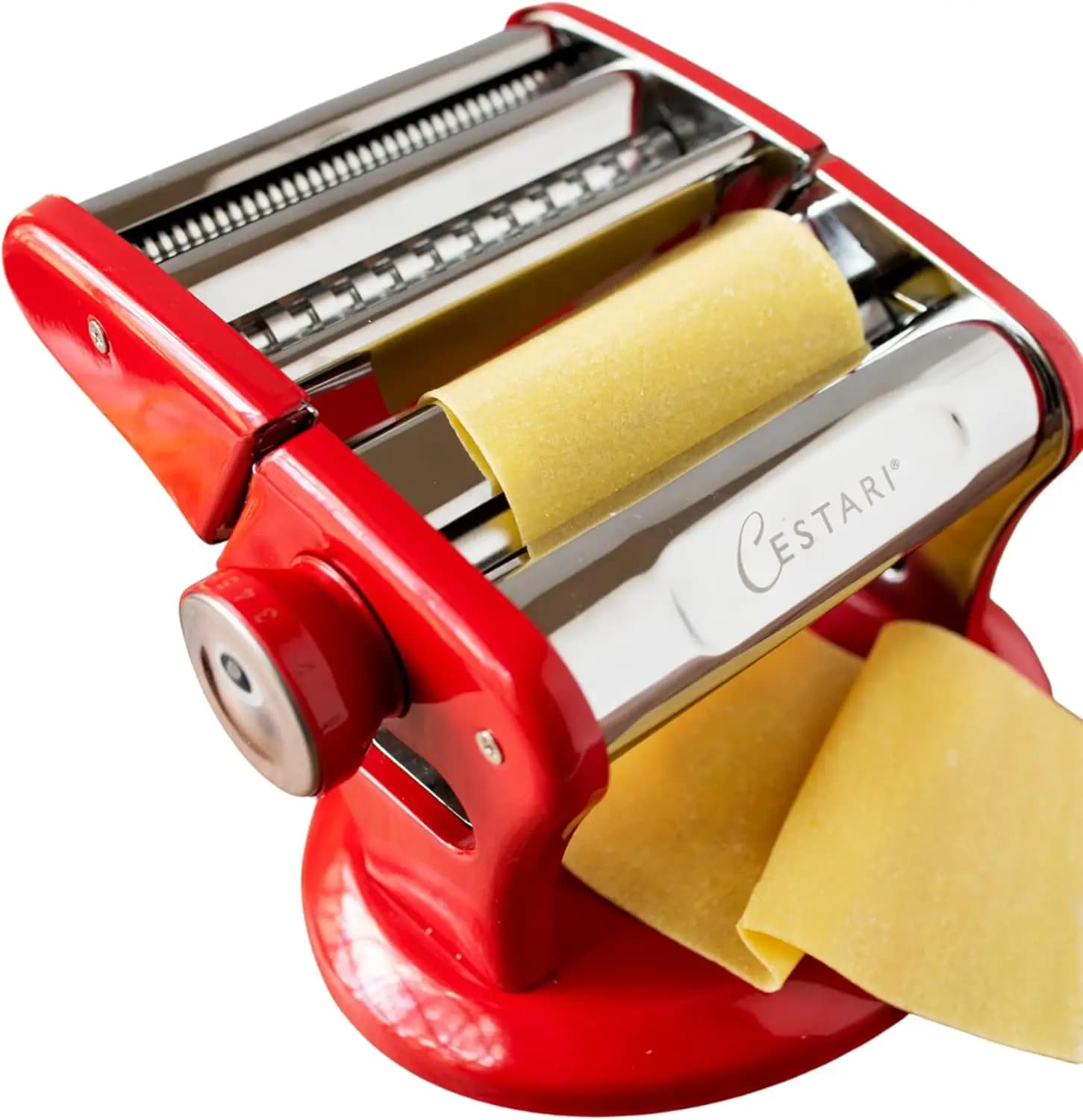 Macchina per pasta professionale con base a ventosa - Rullo in acciaio inossidabile da 150 mm, include taglierina e ricette