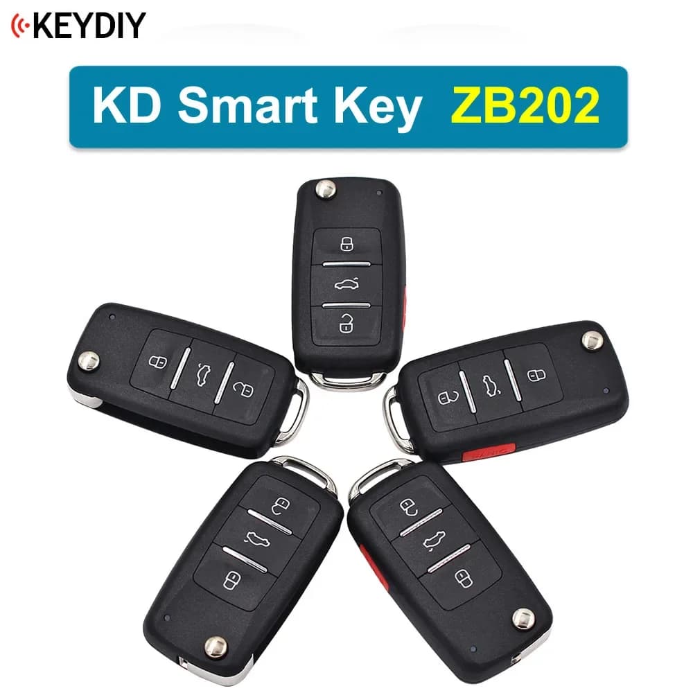 KEYDIY 5 Pezzi/Lotto KD ZB202-4 202AJ Chiave Remota Intelligente Nuovo Tipo ZB202 Multifunzionale ZB Chiave Remota Intelligente per Auto per KDX2 KD MAX