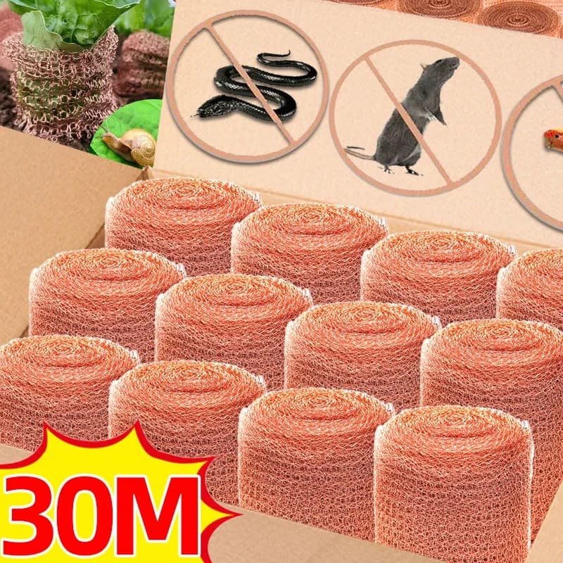 Rete in Rame da 30M, Resistente alla Corrosione, Barriera Durevole per Giardino, Protezione per Piante, Tubi, Contro Lumache e Roditori