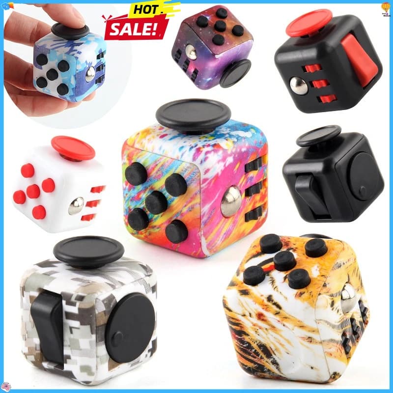 6-in-1 Fidget Decompression Cube Spinner giocattolo Anti-stress Bambini Giochi antistress Per adulti antistress ansia 3,4 cm 40 g