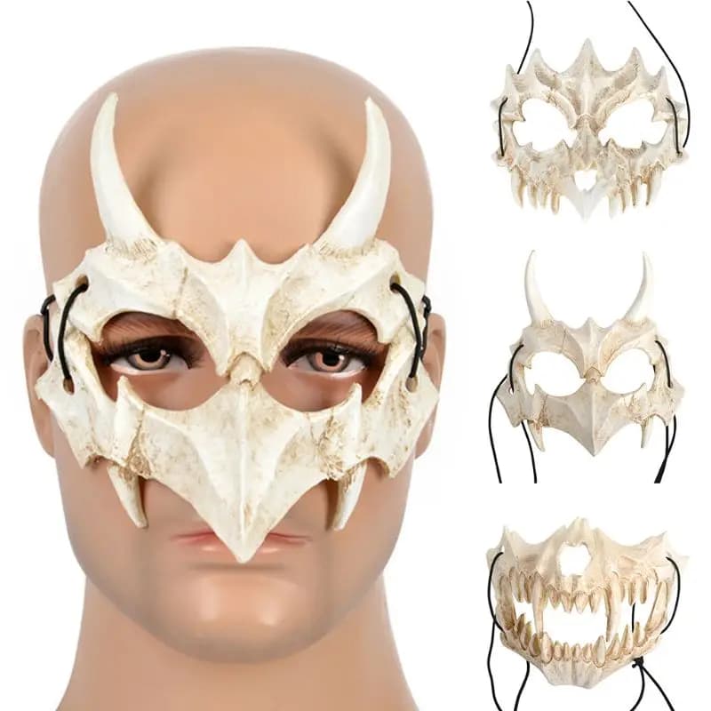 Japanese anime Dragon God Skeleton Half Face Mask Halloween Cosplay Costume Prop Christmas mask Halloween mask