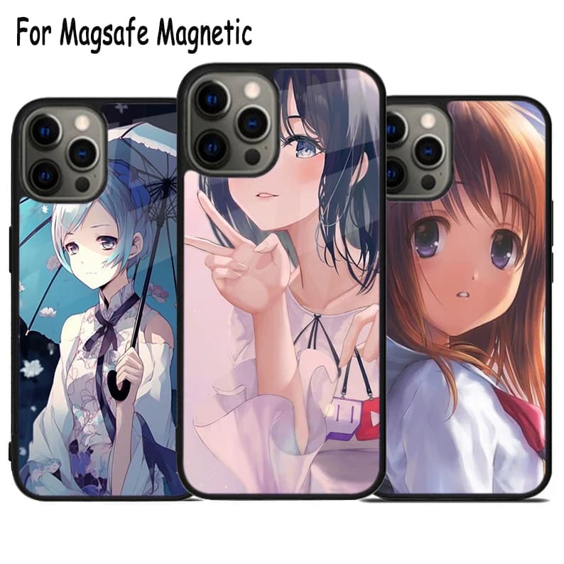Cover per telefono con ricarica wireless a tema cartone animato per iPhone 17 Air 15 16 16e 14 13 11 12 Pro Max Plus, custodia magnetica Magsafe con paraurti