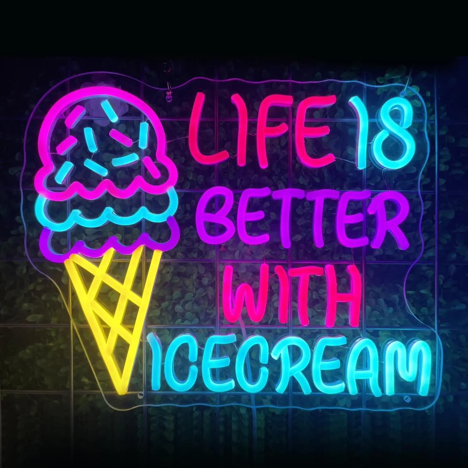 Insegna al Neon Personalizzabile a Forma di Gelato – Decorazione da Parete Alimentata via USB per Negozi, Bar, Feste, Food Truck, Regalo Perfetto