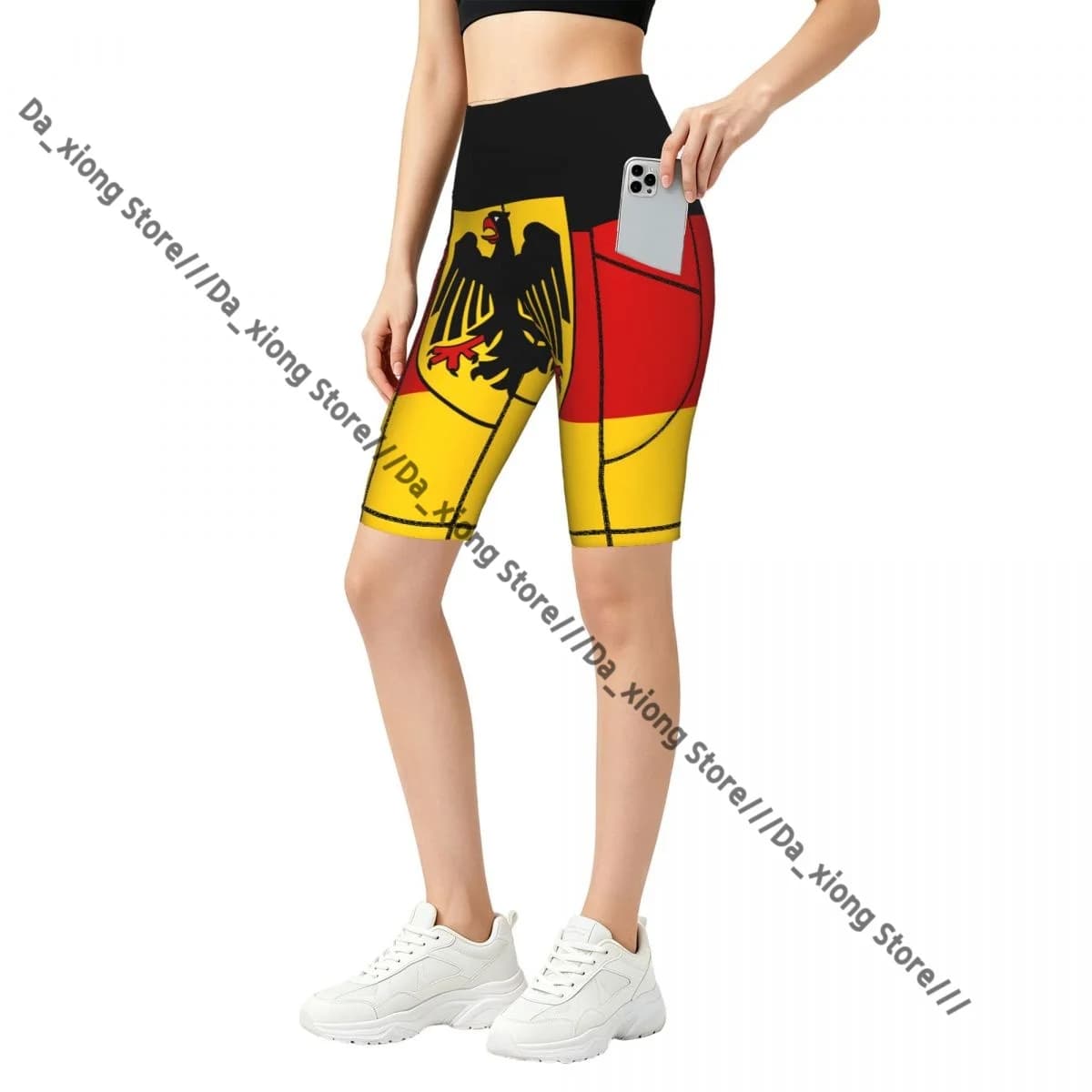 Pantaloncini da yoga con vita elastica, bandiera della Germania, pantaloni casual da allenamento atletico morbidi da donna