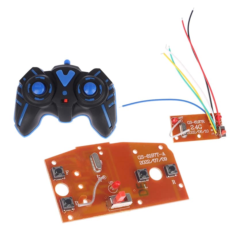 Parti della scheda trasmettitore e ricevitore PCB per circuito telecomando per auto RC 4CH con sistema radio antenna