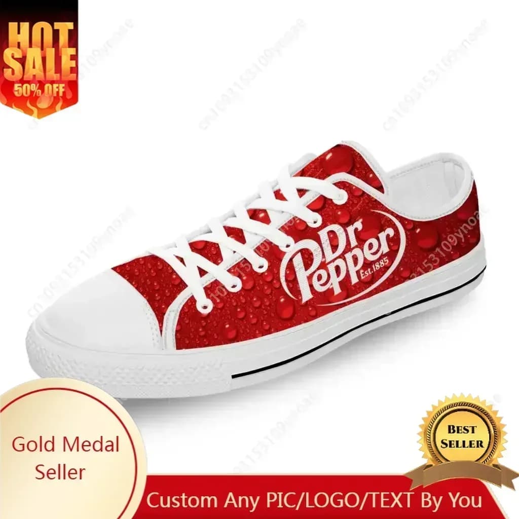 DR Pepper Low Top Sneakers Scarpe casual da uomo, donna, adolescente, scarpe da corsa in tela con stampa 3D, scarpe leggere e traspiranti per cosplay
