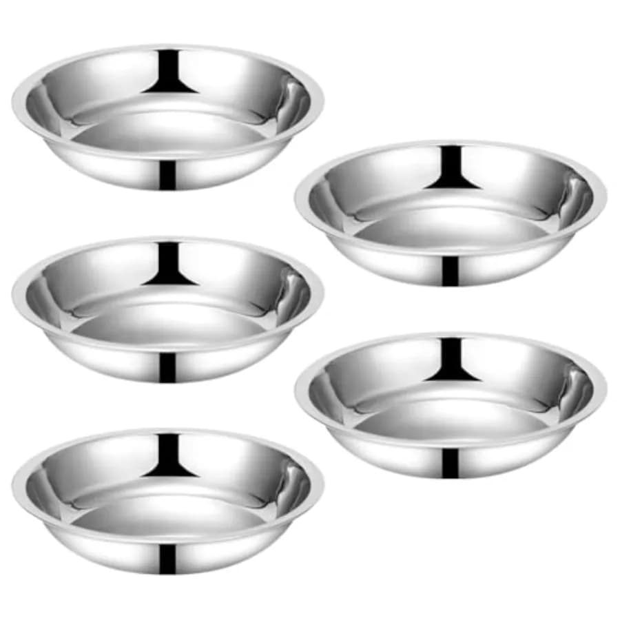 5 Pcs 15.5cm Stainless Steel Cat Bowls Silver Wide Flat Dishes Dog Food Bowls Pet Feeding Bowls Puppy Wet Food Dishes Replaceme