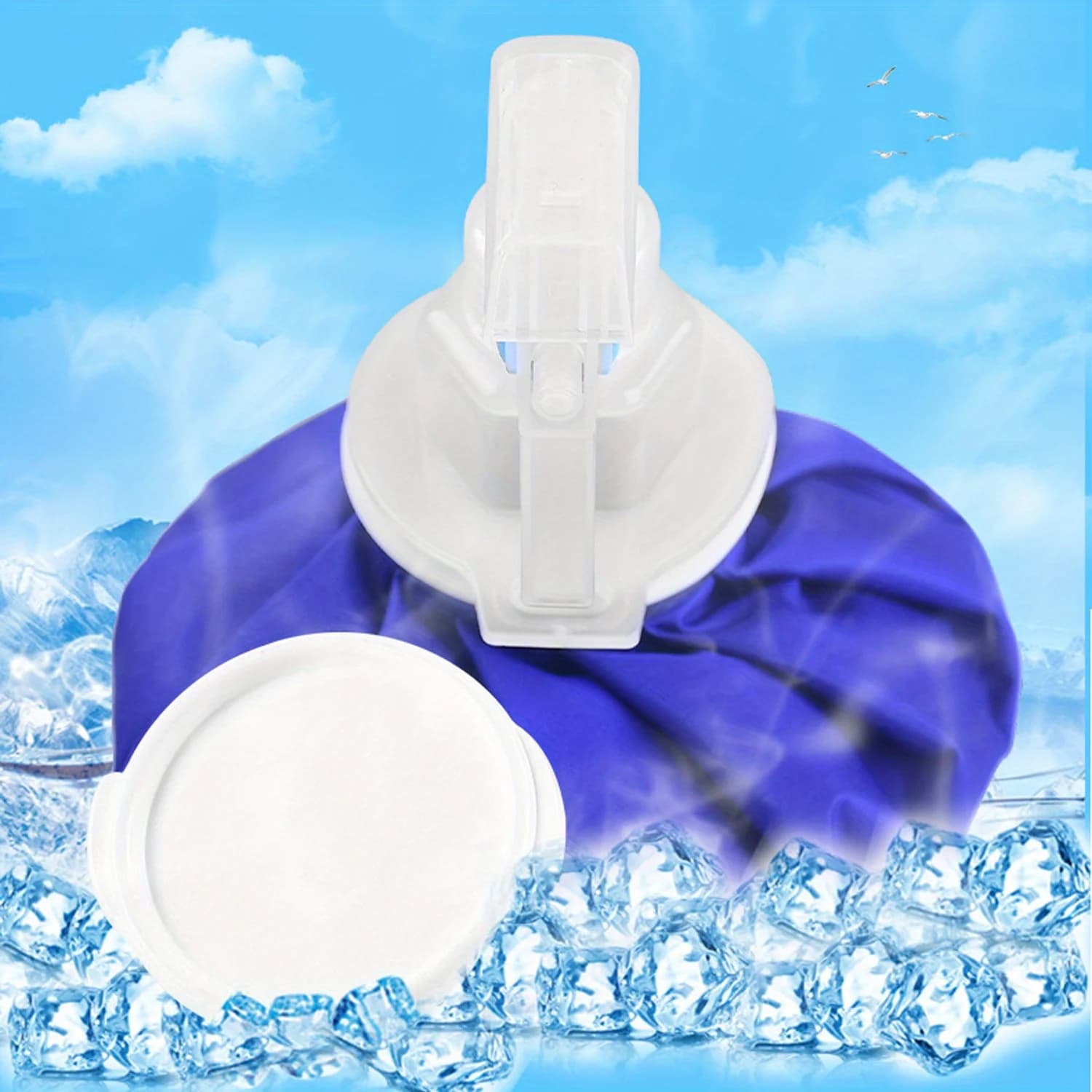 Impacco di Ghiaccio Riutilizzabile, Sacchetto per Compresse Fredde con Coperchio a Bocca Larga e Ugello Spray, per Lesioni Sportive Post-Allenamento, Testa, Polso, Ginocchio