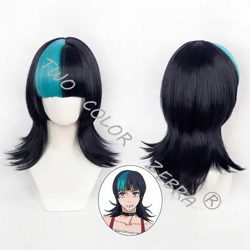 Parrucca Cosplay Anime Jujutsu Kaisen Kirara Hoshi, Capelli Verdi Tinti con Effetto Pick-up, Accessorio per Halloween e Giochi di Ruolo
