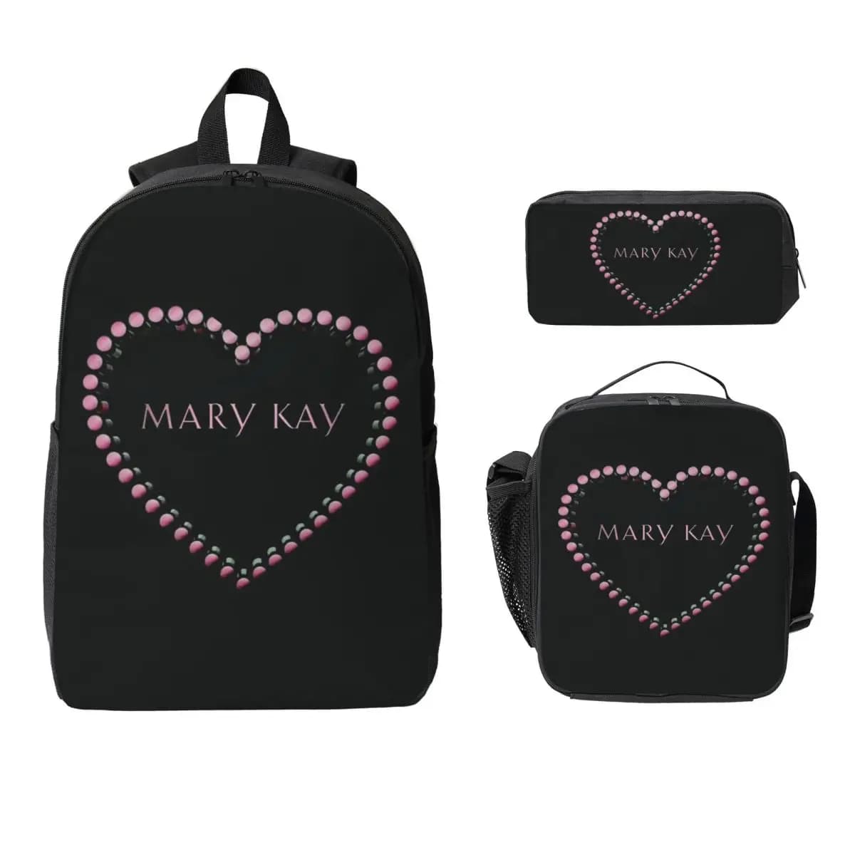 Zaino per cosmetici Mary Kay, per ragazzi e ragazze, borsa per libri, borsa per la scuola, borse a tracolla per laptop, 3 pezzi, borsa termica per il pranzo, astuccio per matite
