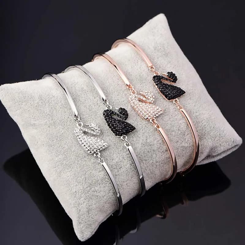 Accessori di gioielli con bracciale con ciondoli in zirconi di lusso per regali per feste da donna Bracciale con cigno in oro rosa e oro alla moda