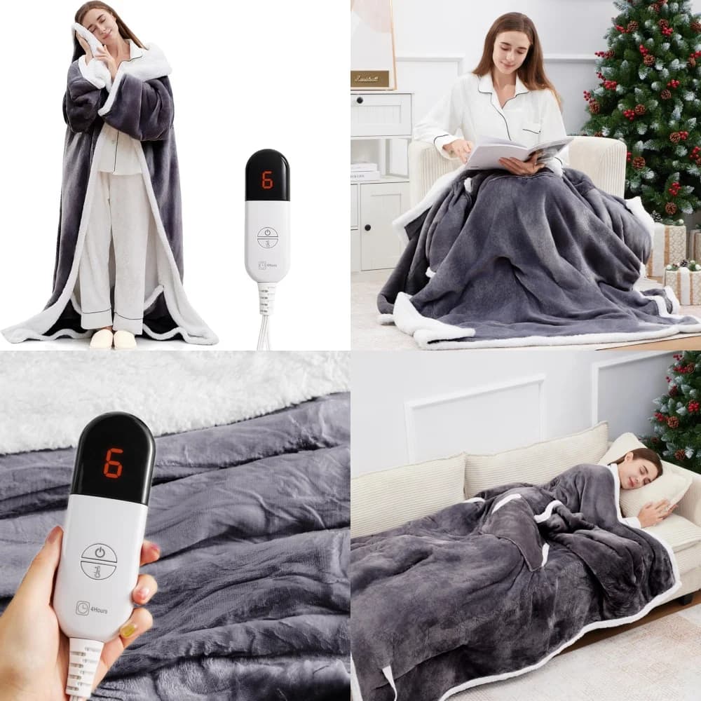 Coperta Calda coperta elettrica indossabile in flanella con 7 livelli di calore e riscaldamento rapido di 1 4 ore