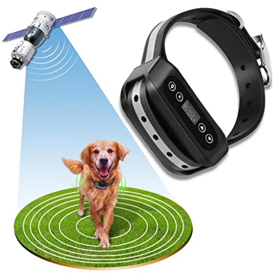 Sistema GPS Wireless per Recinzione per Cani da Esterno, Collare Ricevitore Impermeabile Ricaricabile, Nero, con Tecnologia Satellitare Elettrica