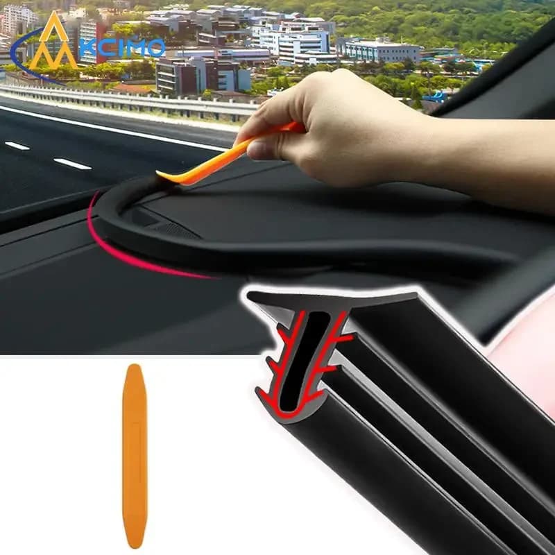 Kcimo Car Dashboard Sealing Strip 1.6m Leakproof Sound Insulation Rubber Trim Weatherstrip for Auto Dashboard Seal Accessories