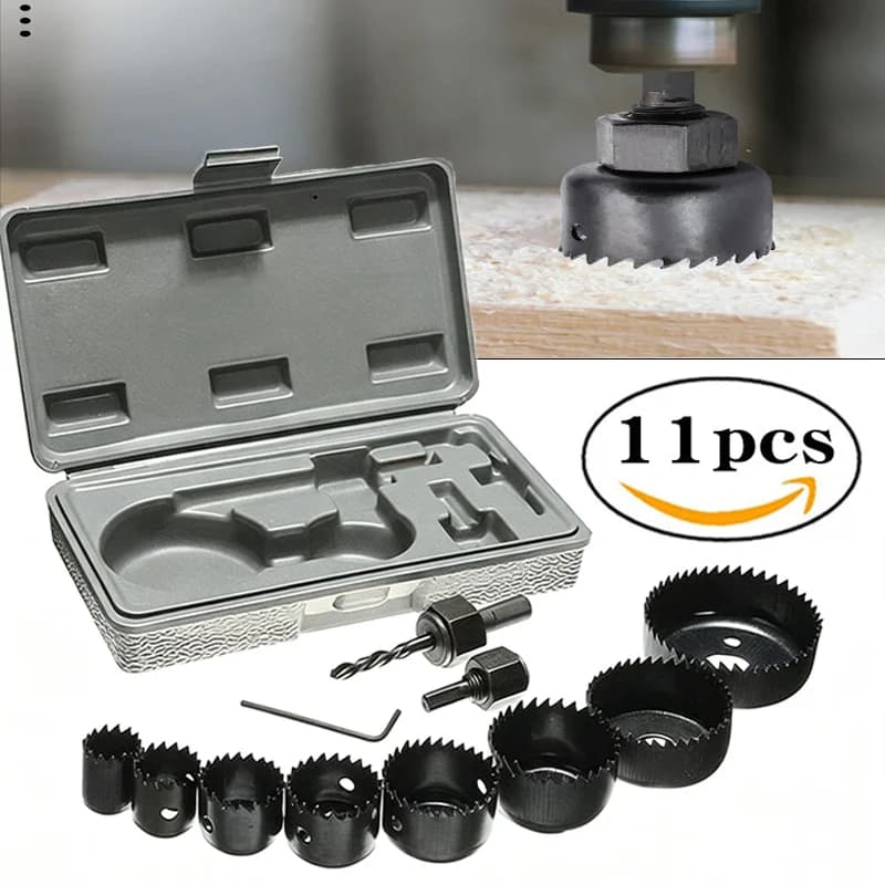 11pcs/set Hole Saw Cutting Set Kit Tools 19-64mm with Case for thin wooden board Wood Hole Cutter Hole Saw Kit Circular Drill