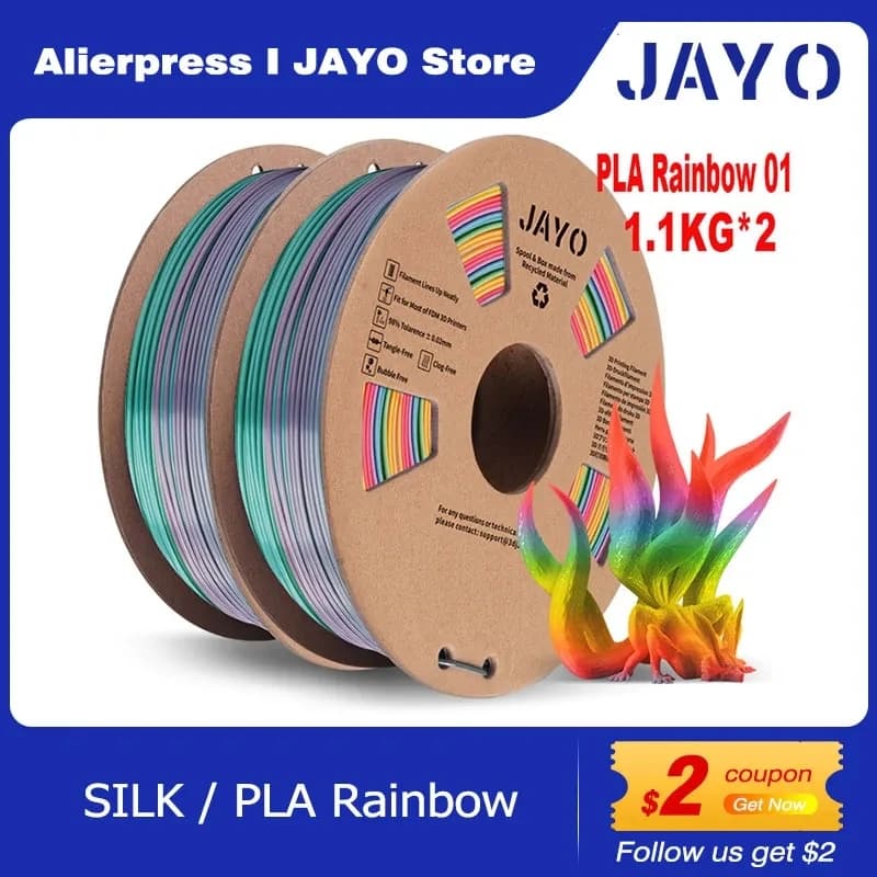 3D Printer with JAYO SILK/PLA Rainbow Filament for 3D Pen to draw print materials from 2.2 kg 1,75 mm for 3D Printer