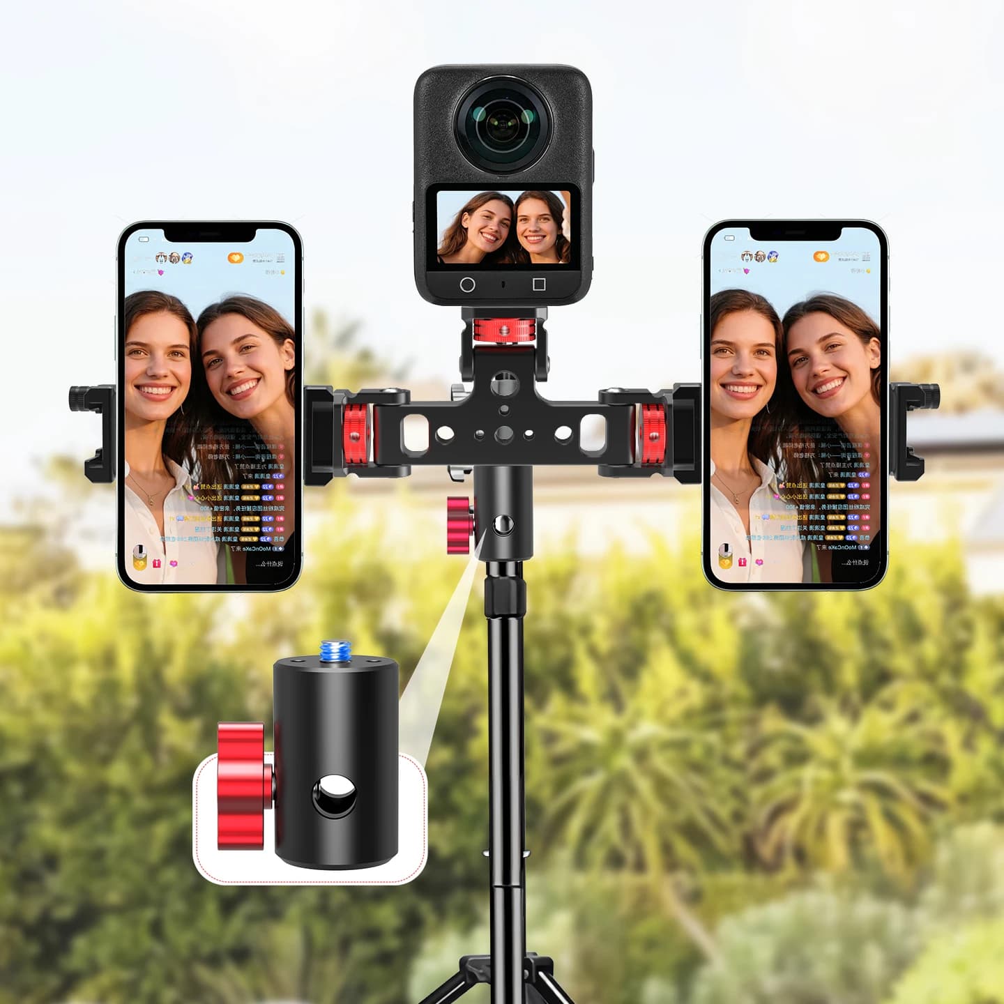 Diameter 10-16 mm. Adapter for light support Quick release support for action camera Gopro /Insta360 /DJI Osmo360 for tripod with ball head Arca