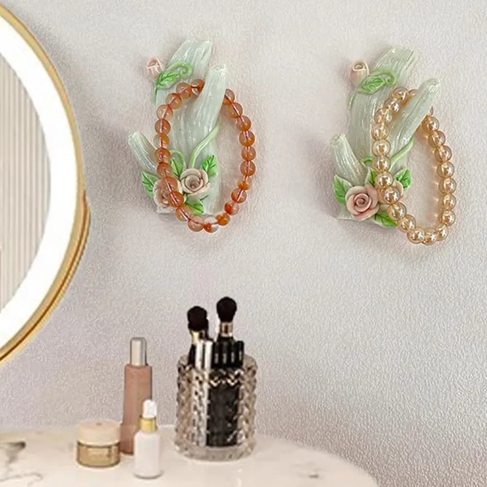 Wall Hook Resin Hook Decorative Wall Hooks with Resin Flowers for Hats Bags Key Hook for trunk of tree with adhesive bedroom