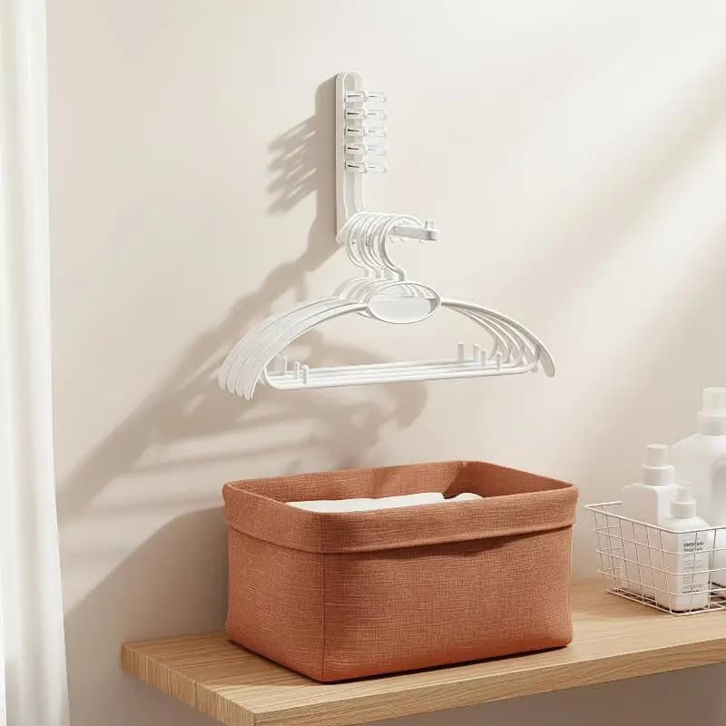 Foldable Clothes Hanger Organizer Scratch Resistant Brushed Finish Space Saving with Hooks for Closet Storage