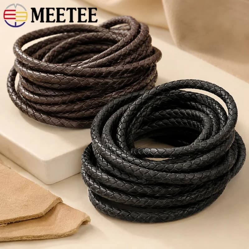 10Meters 3-10mm PU Leather Cord Braided Round Rope for Handbag Handle Purse Strap DIY Sewing Jewelry Craft Accessory Replacement