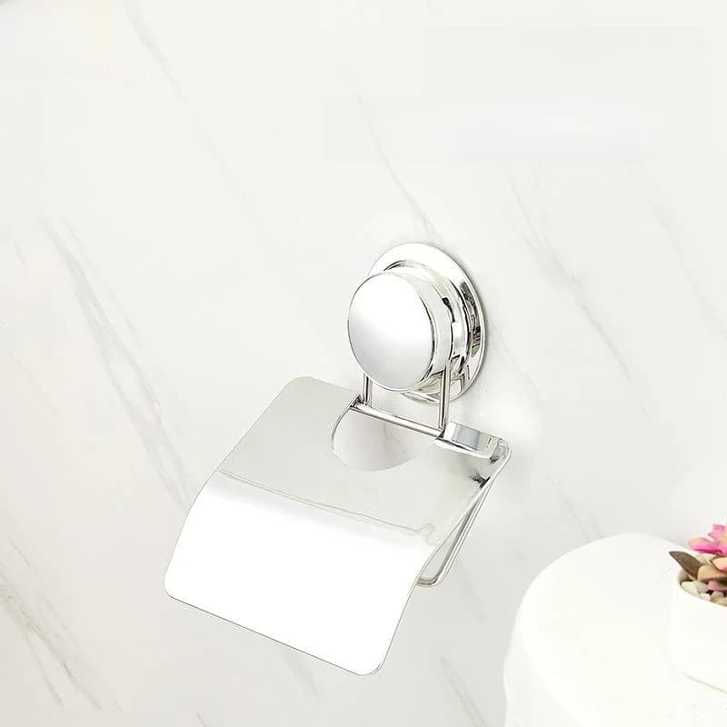 Suction Cup Toilet Paper Holder Wall Mounted Bathroom Storage Stainless Steel Roll Paper Rack No Drilling Required
