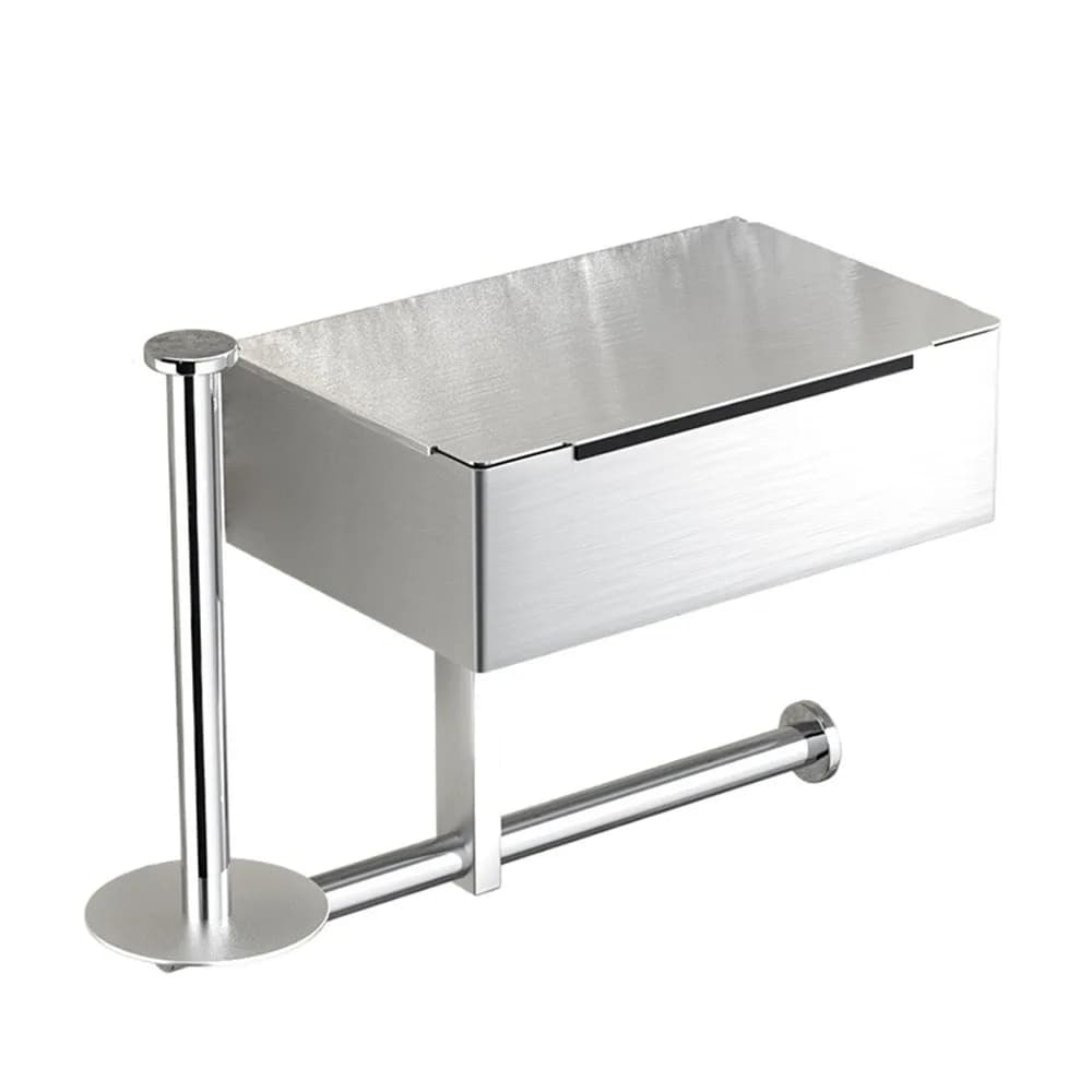 Stainless Steel Toilet Paper Holder Self-Adhesive Storage Box Toilet Roll Rack with Shelf Strong Load Bearing Waterproof