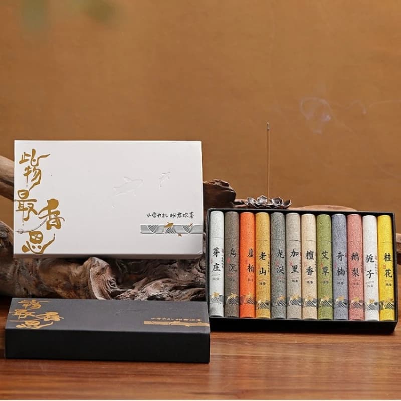 12-Flavors Tasting Incense Stick Gift Box Set Home Indoor Yoga Purifying Soothing/Zen Meditation/Odor Removal Short Joss Stick