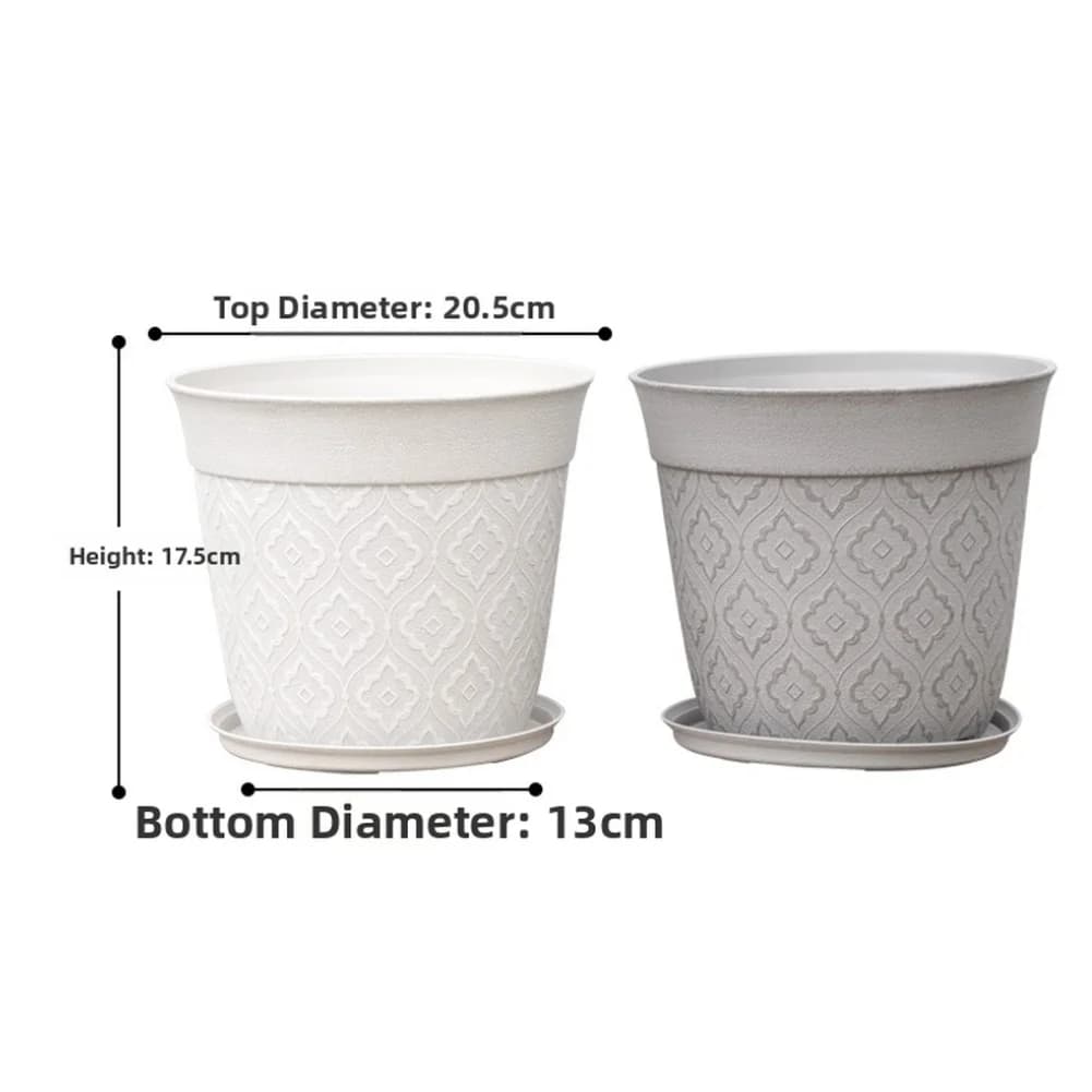 8in Flower Pot With Drainage Hole And Saucer Nordic Style Plastic Flower Pot For Succulent Plant Outdoor Indoor Flower Pot