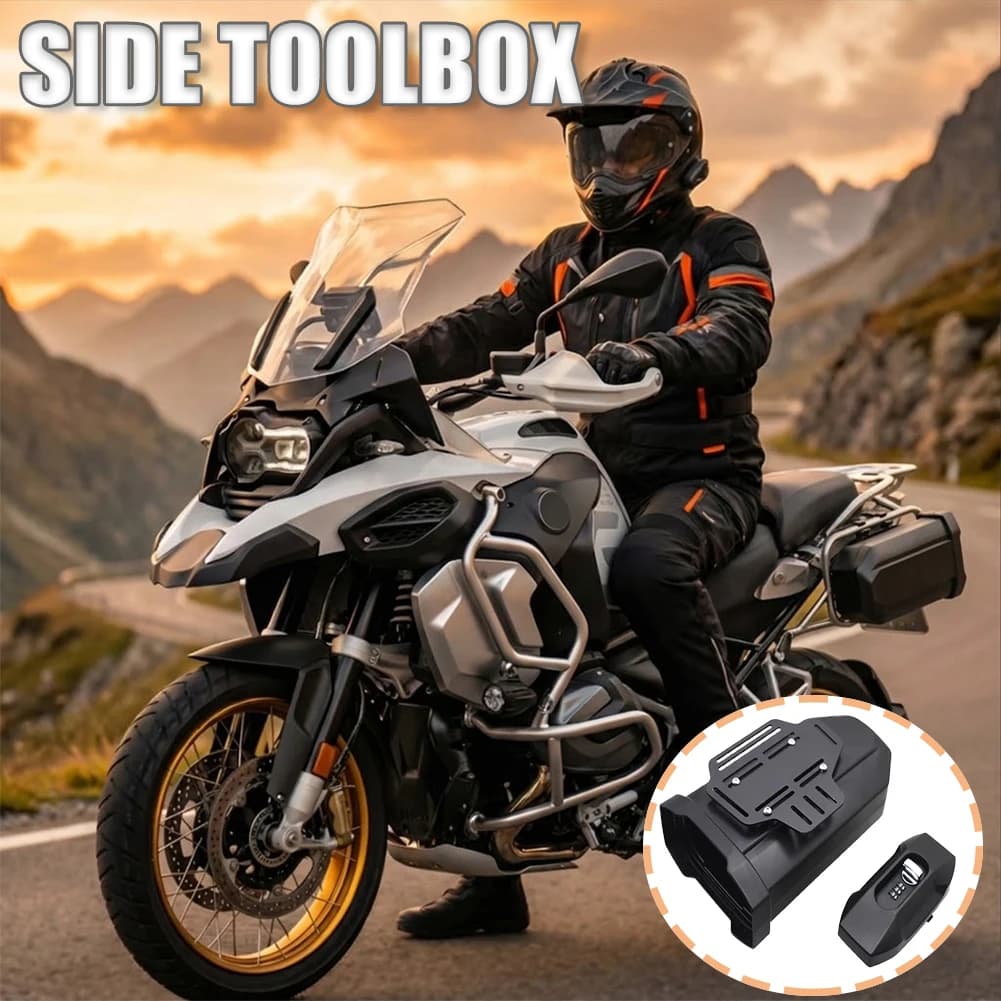 Cassetta Porta Attrezzi Laterale Impermeabile per BMW R1200GS Adventure R1250GS F800GS 3.8L, Kit Universale per Pronto Soccorso/Assistenza Stradale