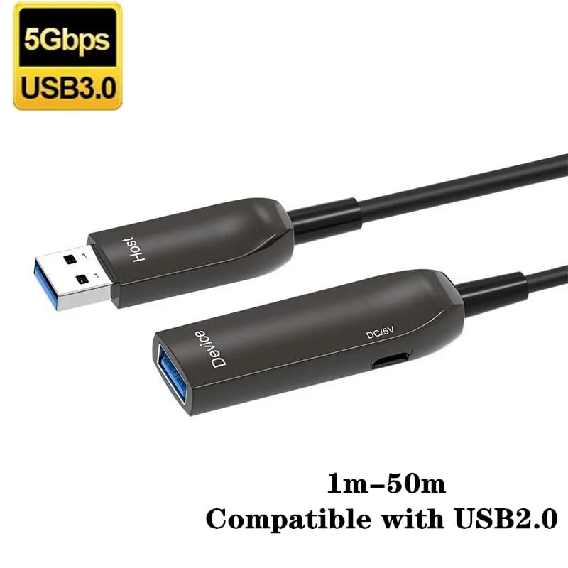 Cavo ottico AOC USB 3.0 cavo di prolunga USB3.0 all'indietro compatibile con USB2.0 5gbps per tastiere per fotocamere digitali HDD Encl