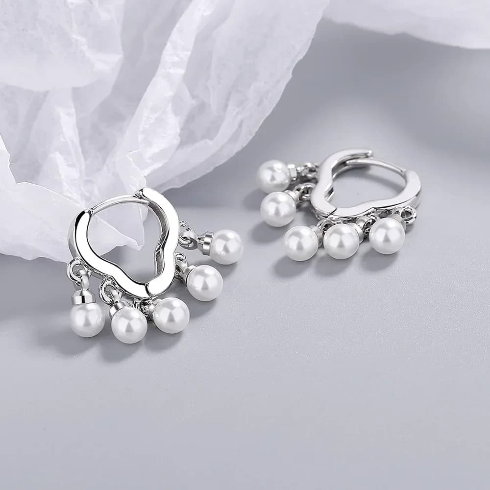 Originale 925 Sterling Silver Ondulato Nappa Perla Orecchini A Cerchio Per Le Donne 2025 Coreano Festa di Nozze Regalo Dei Monili Pendientes Femminili