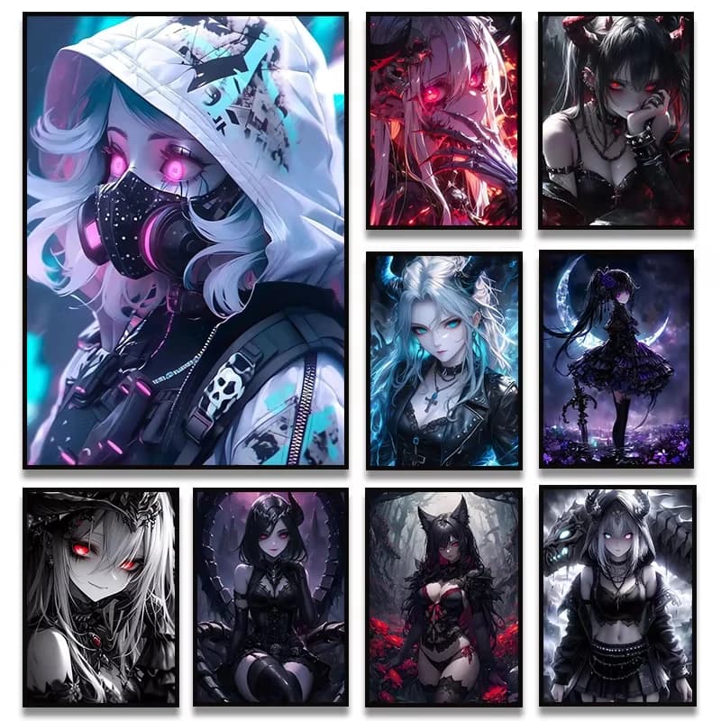 Gothic Anime Girl Fantasy Magical Scene Diamond Painting Kit For Game Room Manga Wall Decor Gift Mosaic Full Drill Canvas Art