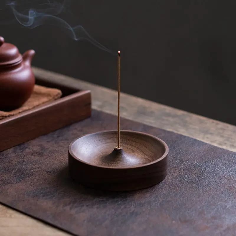 New【North American Black Walnut Solid Wood Incense Stick Tea Ceremony Round Incense Burner Agarwood Tray Holder Home Decor】