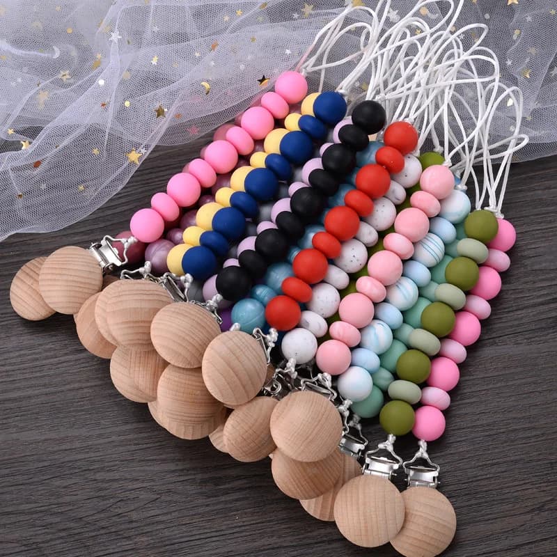 Nuove Clip per ciuccio catena perline in Silicone supporto per Clip fittizio catene per succhietto giocattoli per la dentizione del bambino regali da masticare senza BPA