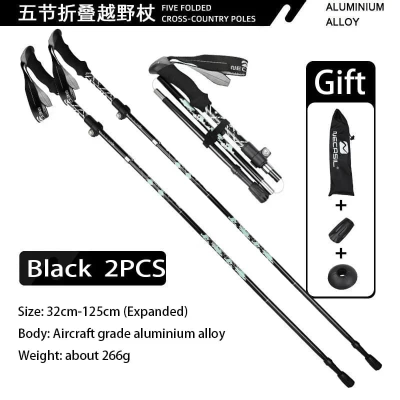 Bastoncini da Trekking Telescopici Super Leggeri, Bastoni da Nordic Walking Portatili per Campeggio e Escursionismo, Facili da Piegare, Alpenstock