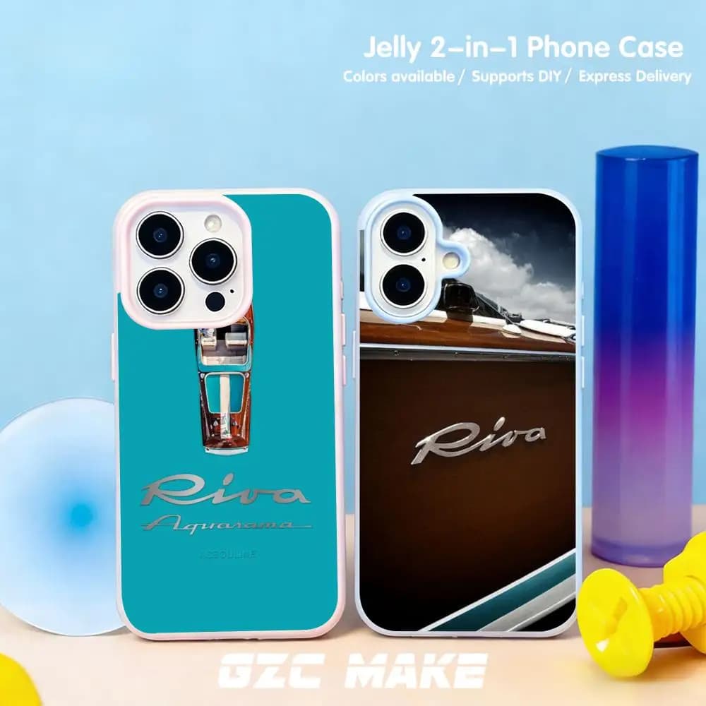 RIVA Yacht Phone Case for iPhone 17 air 16 e 15 14 13 12 11 Pro Max Plus Candy Shockproof 2-in-1 Case